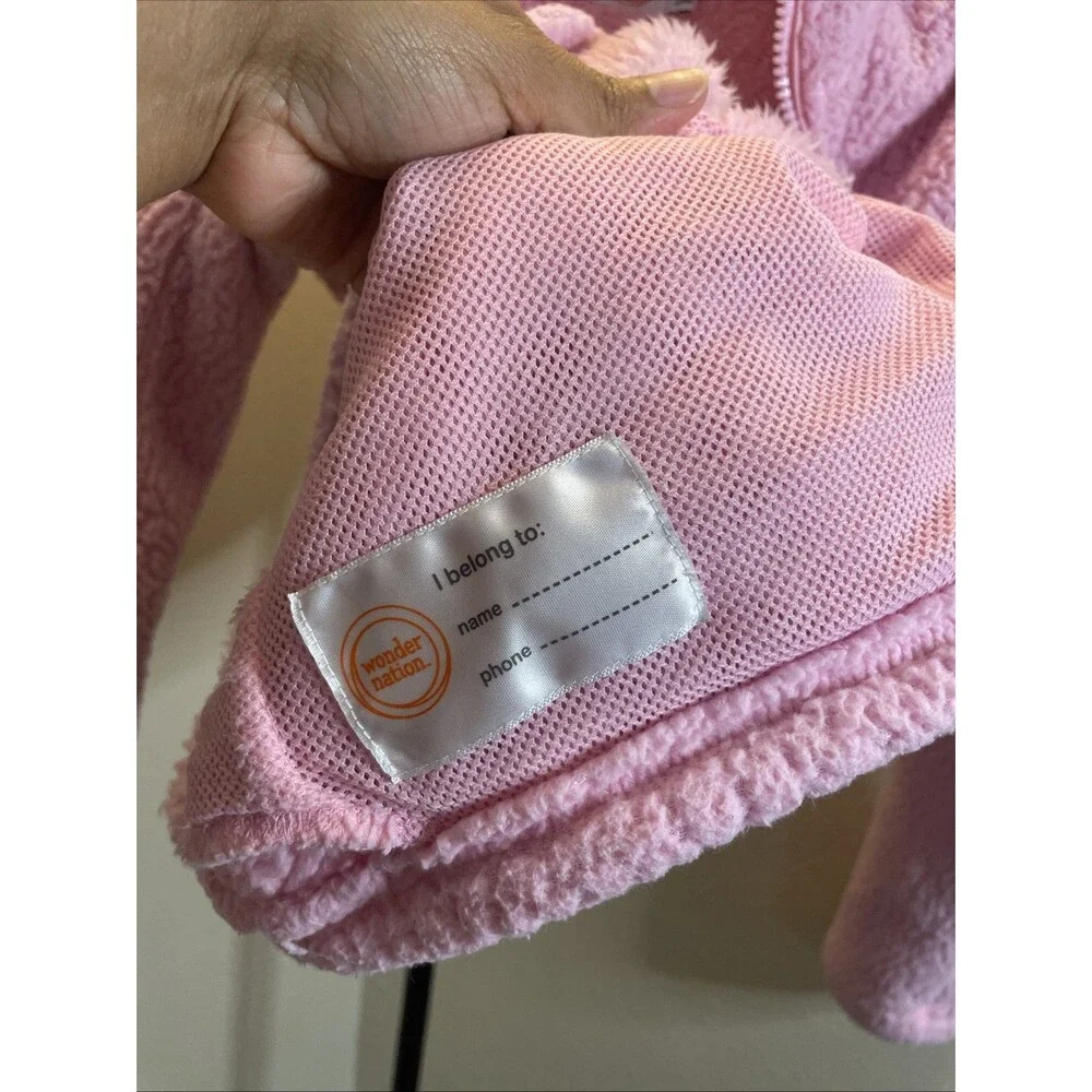 Wonder Nation Girls Sweatshirt M (7-8) Sherpa Pullover Quarter Zip Pockets Pink